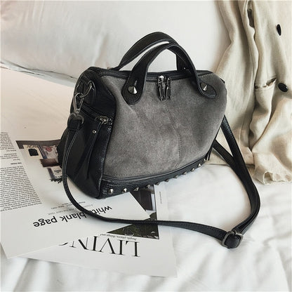 TTOU Fashion Women Top-handle Shoulder Bags With Rivets High Quality Leather