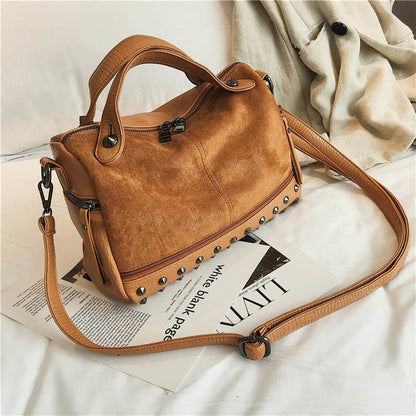 TTOU Fashion Women Top-handle Shoulder Bags With Rivets High Quality Leather