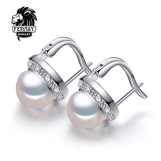 FENASY pearl jewelry natural pearl earrings freshwater pearl earrings for women 925 sterling silver