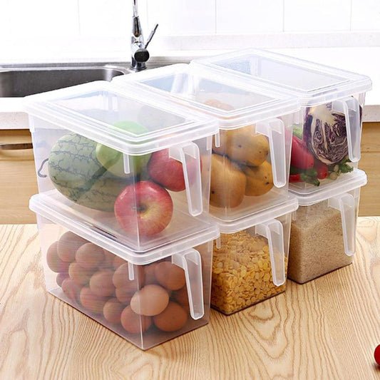 Kitchen Refrigerator Organizer Transparent Storage Box Seal Food Organizer with Handle