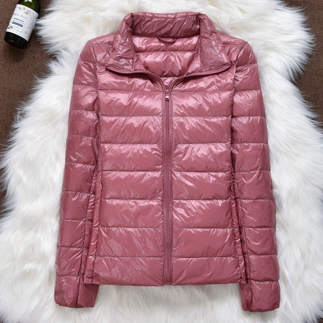 Winter Women Ultralight Thin Down Jacket White Duck Down Hooded Jackets Long Sleeve Warm