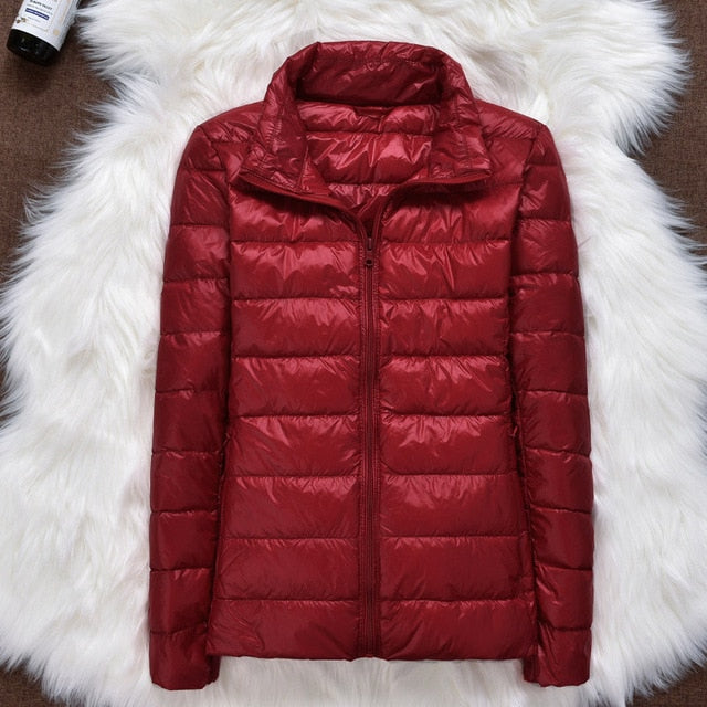 Winter Women Ultralight Thin Down Jacket White Duck Down Hooded Jackets Long Sleeve Warm