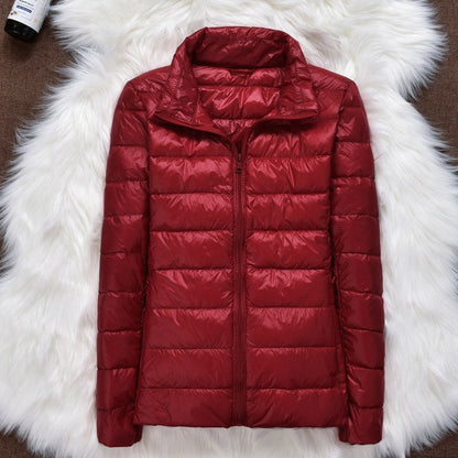 Winter Women Ultralight Thin Down Jacket White Duck Down Hooded Jackets Long Sleeve Warm