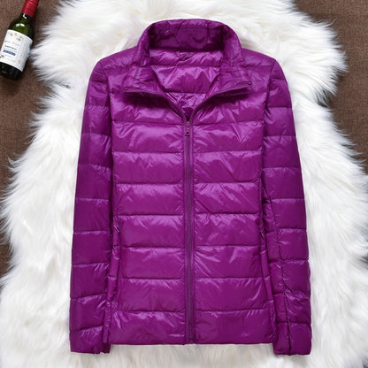 Winter Women Ultralight Thin Down Jacket White Duck Down Hooded Jackets Long Sleeve Warm