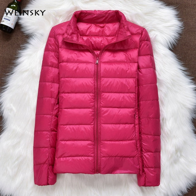 Winter Women Ultralight Thin Down Jacket White Duck Down Hooded Jackets Long Sleeve Warm