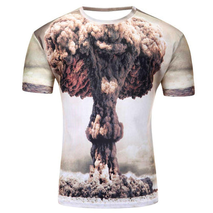 Men's Short Sleeve Polyester O-Neck T-Shirt Punk 3D thinkers/tree Printed T shirt Men t shirt
