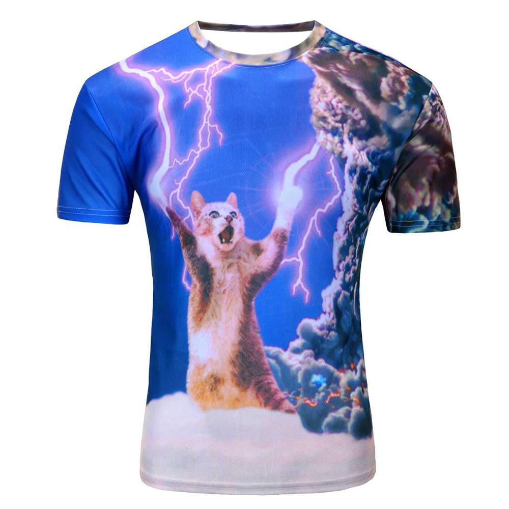 Men's Short Sleeve Polyester O-Neck T-Shirt Punk 3D thinkers/tree Printed T shirt Men t shirt