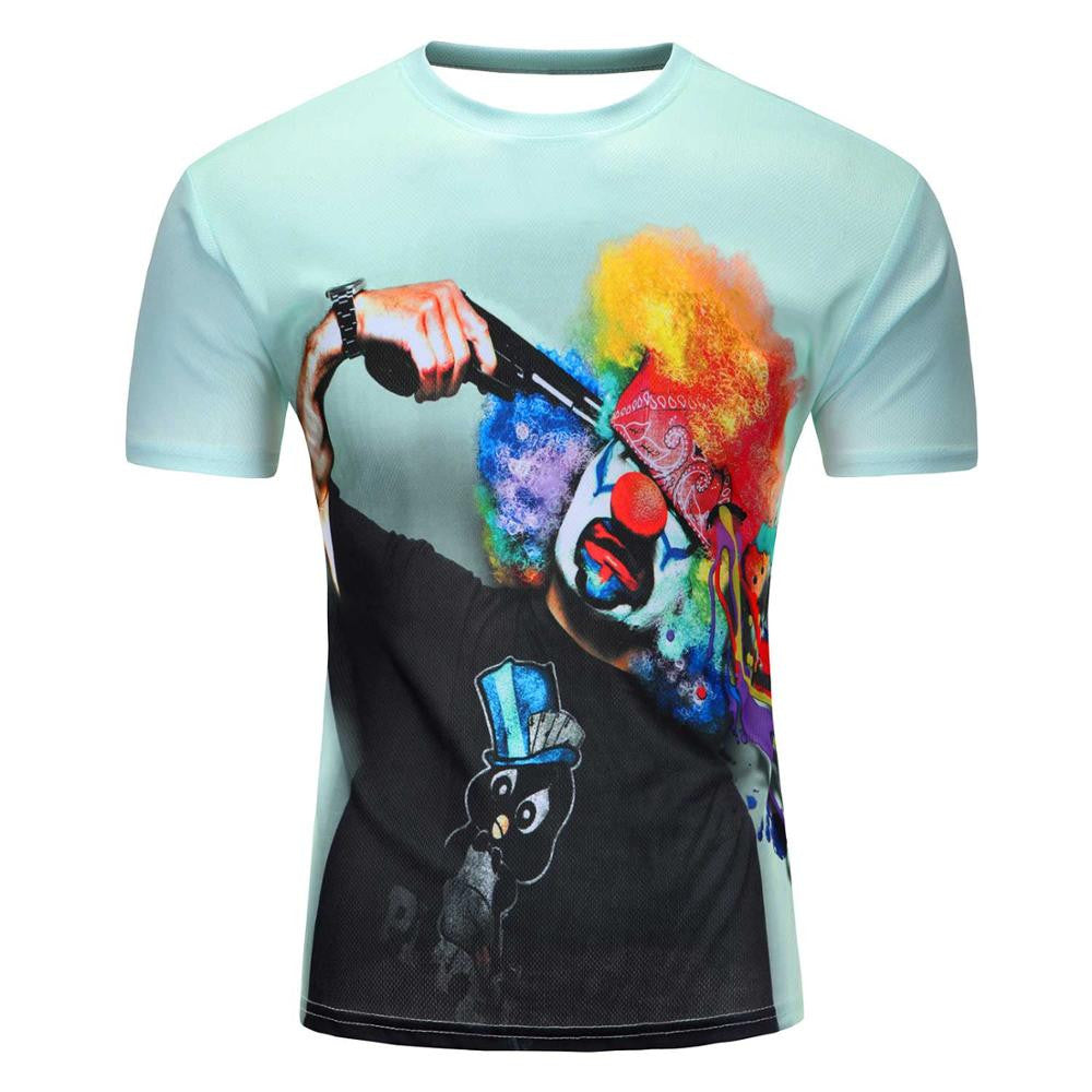 Men's Short Sleeve Polyester O-Neck T-Shirt Punk 3D thinkers/tree Printed T shirt Men t shirt