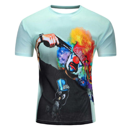 Men's Short Sleeve Polyester O-Neck T-Shirt Punk 3D thinkers/tree Printed T shirt Men t shirt
