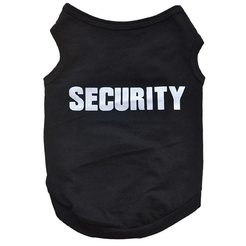 2016 Newly Design SECURITY Black Dog Vest Summer Pets Dogs Cotton Clothes Shirts Apparel