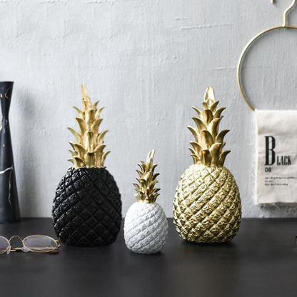 Nordic Style Modern Pineapple Ornament Craft Synthetic Resin Individual Metal Finishes Home