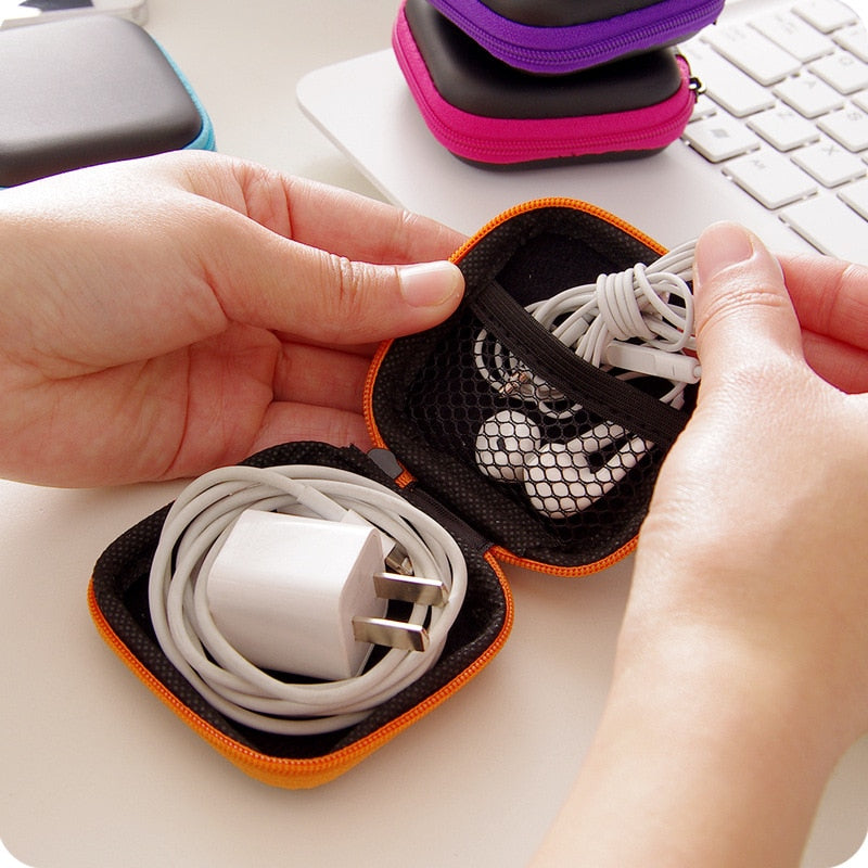 hard storage box case for earphone headphone carry storage bag for ear buds usb cable organizer SD card small box