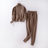 Autumn and Winter Explosions Sportswear High Collar Sweater Knit Pants Suit Casual