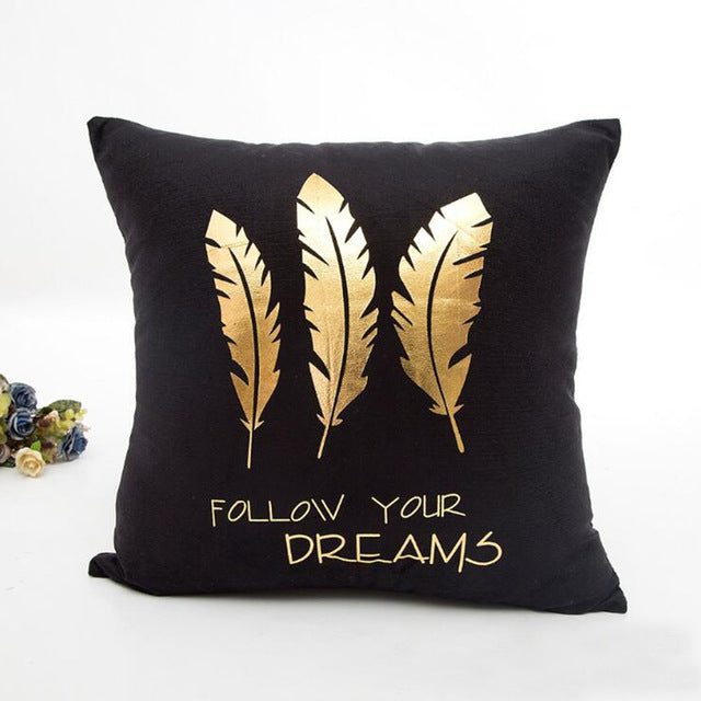 MIHE Cushion Cover 45*45cm Gold Linen Cotton Soft Throw