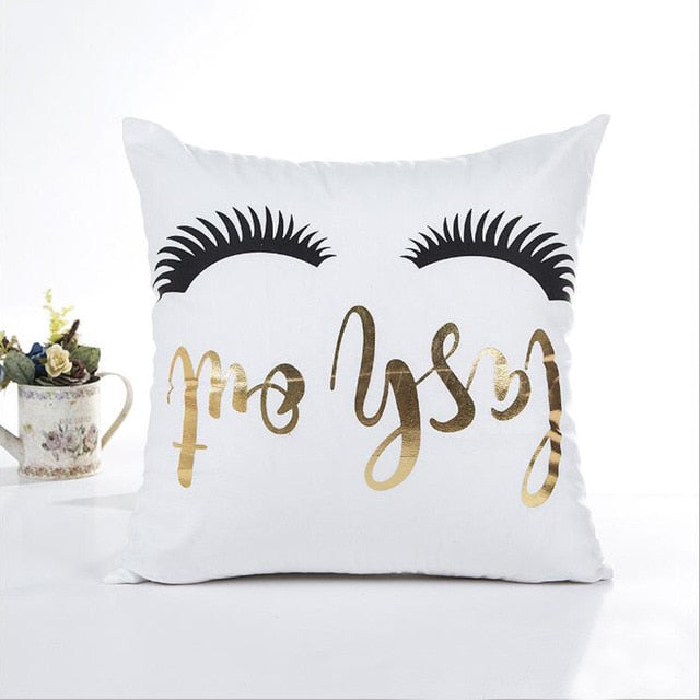 MIHE Cushion Cover 45*45cm Gold Linen Cotton Soft Throw