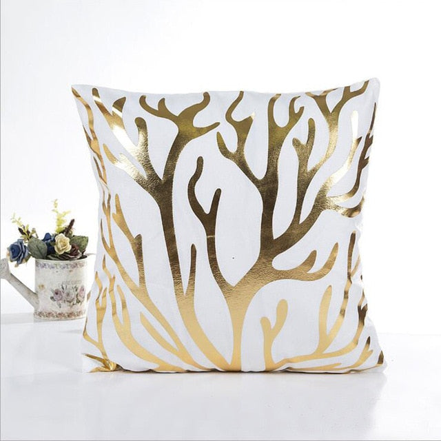 MIHE Cushion Cover 45*45cm Gold Linen Cotton Soft Throw