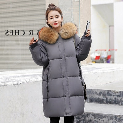 Winter Hooded Warm Down Coat Women Casual Long Down Jackets Ladies Thicken