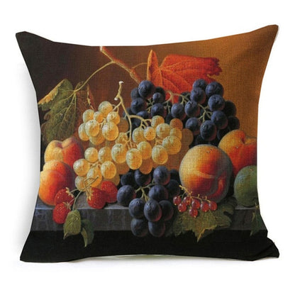 Vintage Style Oil Painting Flowers Printed Cushion Cover