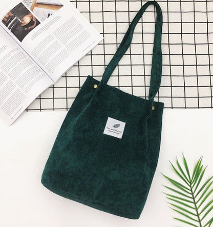 High Capacity Women Corduroy Tote Ladies Casual Shoulder Bag