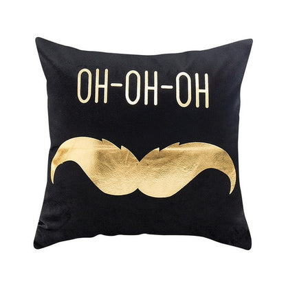 Merry Christmas Pattern Cushion Cover Black Tipping Gold Foil Printing