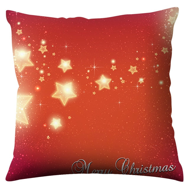 Merry Christmas Pattern Cushion Cover Black Tipping Gold Foil Printing