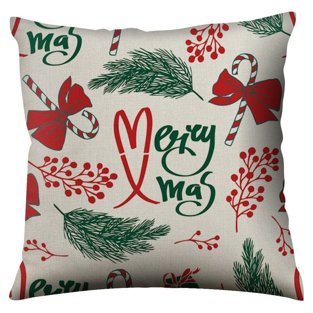 Merry Christmas Pattern Cushion Cover Black Tipping Gold Foil Printing