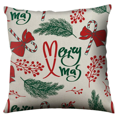 Merry Christmas Pattern Cushion Cover Black Tipping Gold Foil Printing