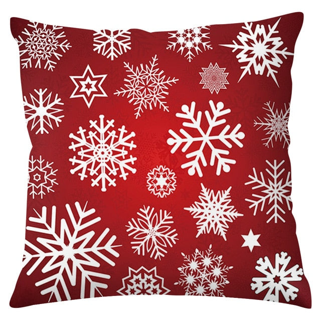 Merry Christmas Pattern Cushion Cover Black Tipping Gold Foil Printing