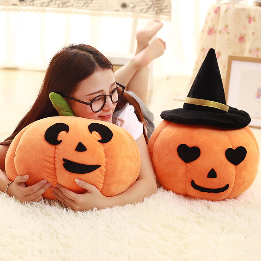Kawaii Pumpkin with Hat Plush Toy Halloween Stuffed Doll Children  Home Sofa Cushion