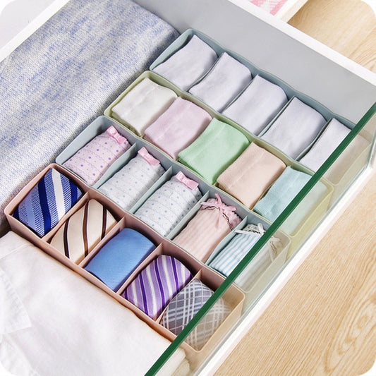 5 Grids Jewelry Socks Storage Box Superimposable Underwear Cosmetic Organizer Desktop Storage Basket