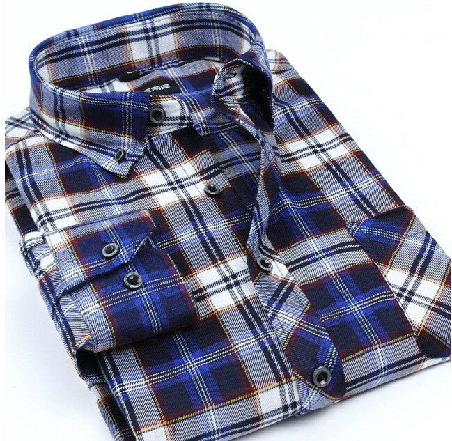 VFan Flannel Men Plaid Shirts 2016 New Autumn Luxury Slim Long Sleeve Brand Formal