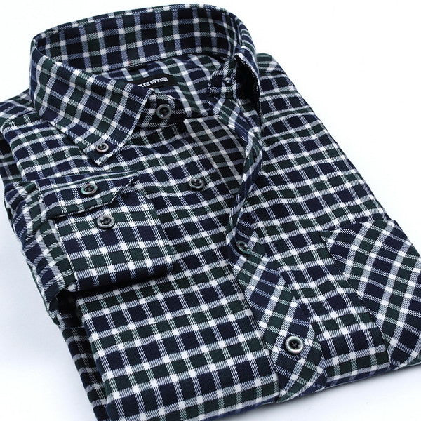 VFan Flannel Men Plaid Shirts 2016 New Autumn Luxury Slim Long Sleeve Brand Formal