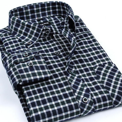VFan Flannel Men Plaid Shirts 2016 New Autumn Luxury Slim Long Sleeve Brand Formal