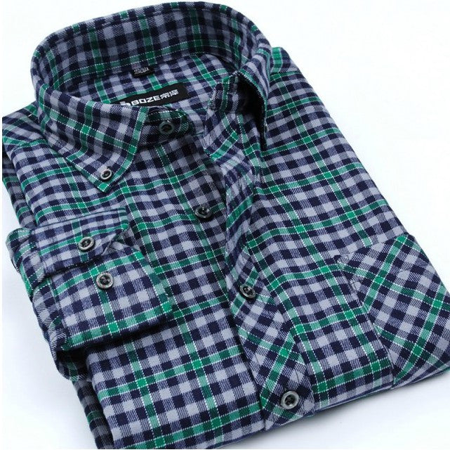 VFan Flannel Men Plaid Shirts 2016 New Autumn Luxury Slim Long Sleeve Brand Formal