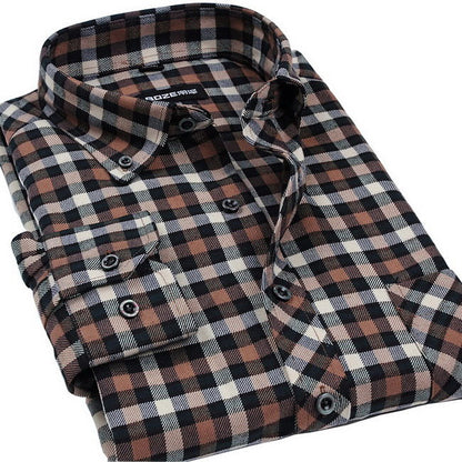 VFan Flannel Men Plaid Shirts 2016 New Autumn Luxury Slim Long Sleeve Brand Formal