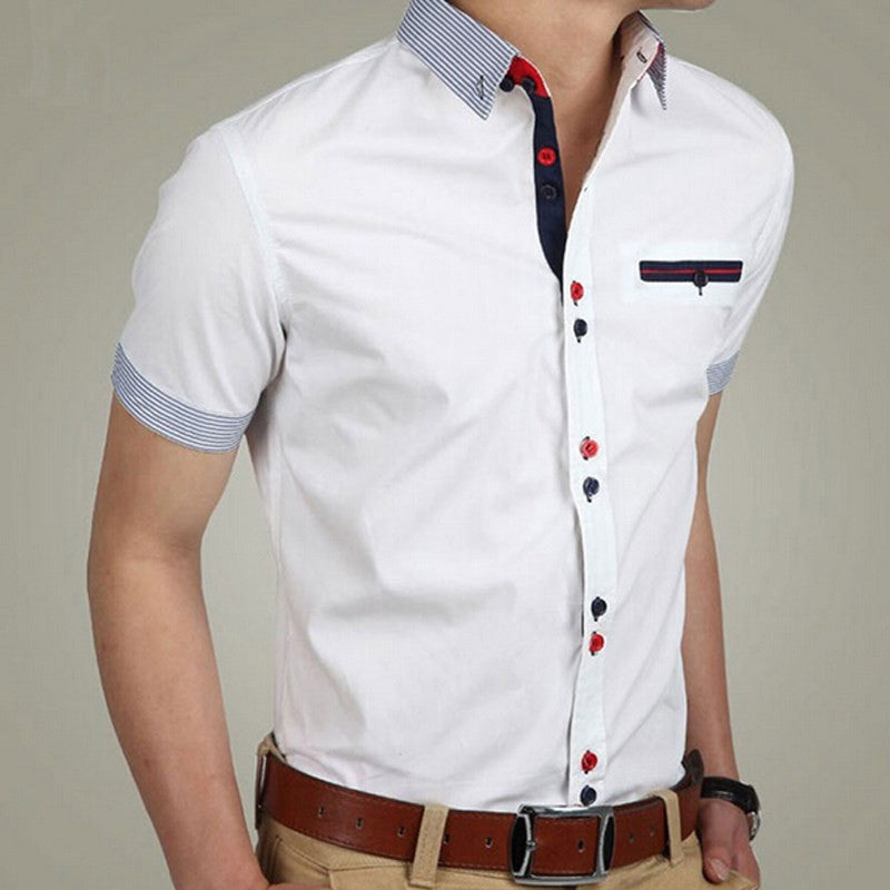 2016 Fashion Men Shirt Vetement Homme Short Sleeve Slim Fit Shirt
