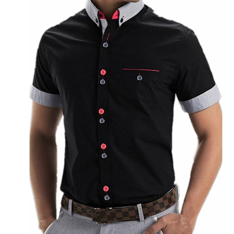 2016 Fashion Men Shirt Vetement Homme Short Sleeve Slim Fit Shirt