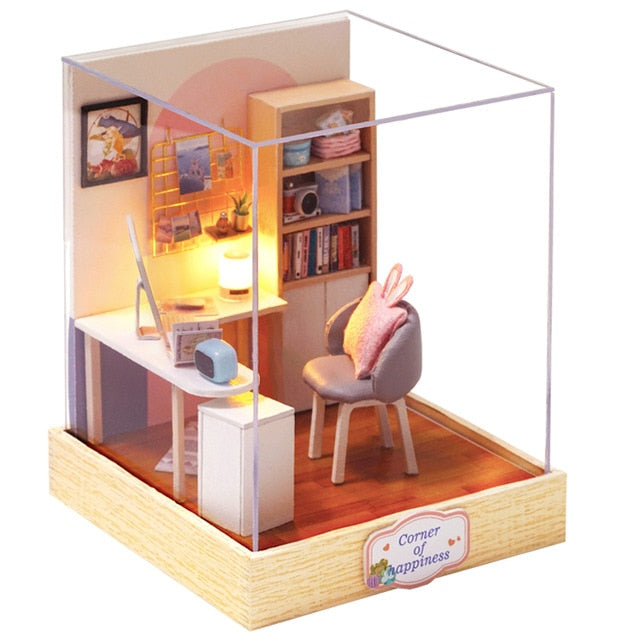Cutebee DIY House Miniature with Furniture LED Music Dust Cover