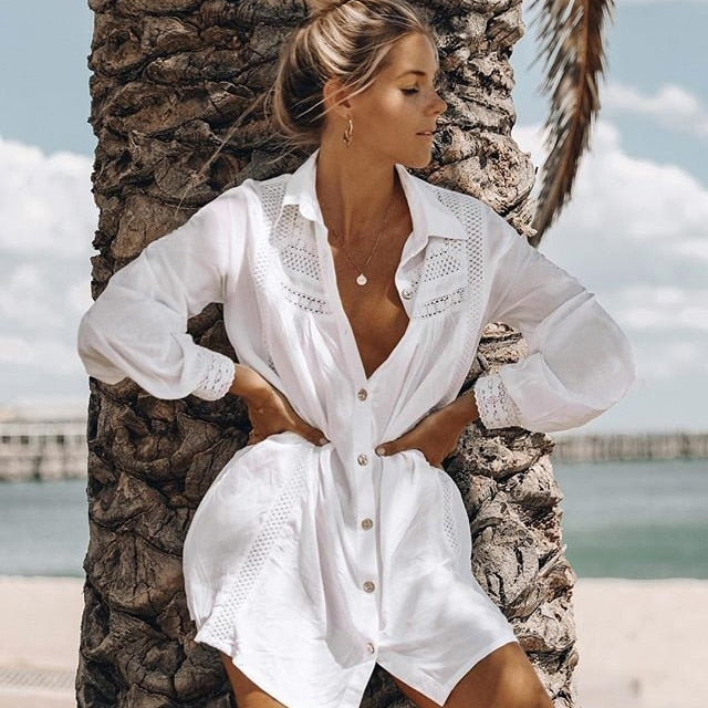 2019 New Bikini Beach Skirt Tunics for Beach Long Leaves Print Bikini Cover up