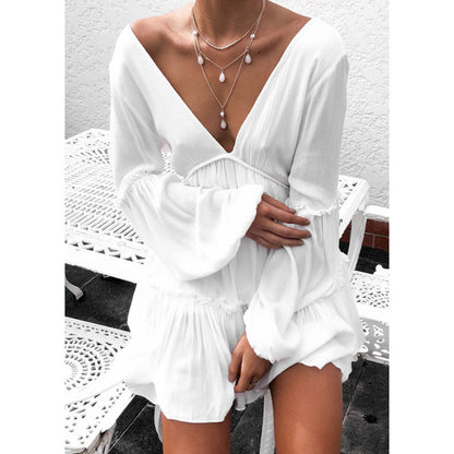 2019 New Bikini Beach Skirt Tunics for Beach Long Leaves Print Bikini Cover up