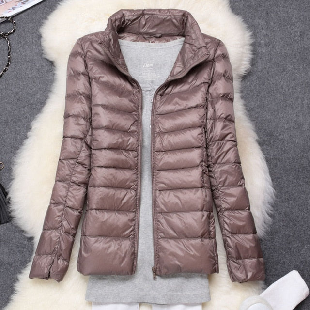 Winter Women Ultralight Thin Down Jacket White Duck Down Hooded Jackets Long Sleeve Warm