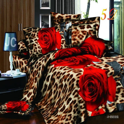 Home Textiles 3D Bedding Sets Cotton Leopard Grain Rose Panther Queen 4 Pcs