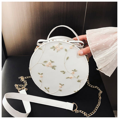 Hot Sale Sweet Lace Round Handbags High Quality PU leather Women Crossbody Bags - Shopy Max