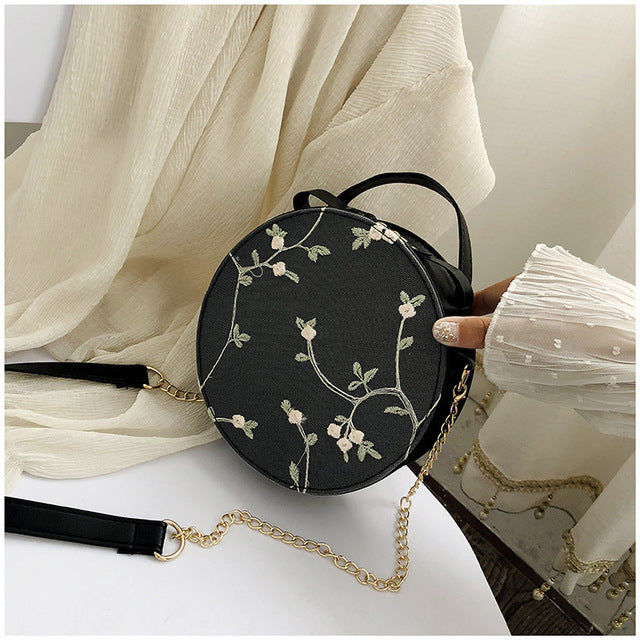Hot Sale Sweet Lace Round Handbags High Quality PU leather Women Crossbody Bags - Shopy Max