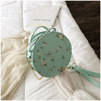 Hot Sale Sweet Lace Round Handbags High Quality PU leather Women Crossbody Bags - Shopy Max