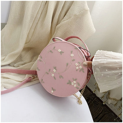 Hot Sale Sweet Lace Round Handbags High Quality PU leather Women Crossbody Bags - Shopy Max