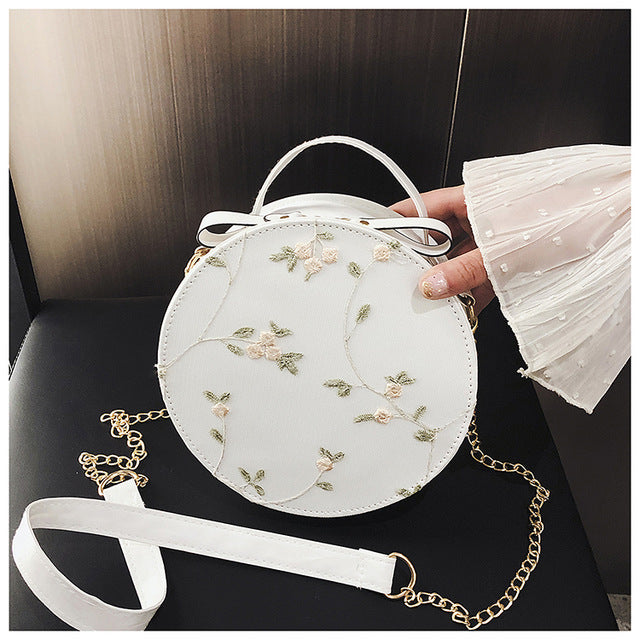 Hot Sale Sweet Lace Round Handbags High Quality PU leather Women Crossbody Bags - Shopy Max
