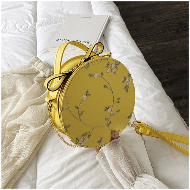 Hot Sale Sweet Lace Round Handbags High Quality PU leather Women Crossbody Bags - Shopy Max
