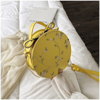 Hot Sale Sweet Lace Round Handbags High Quality PU leather Women Crossbody Bags - Shopy Max
