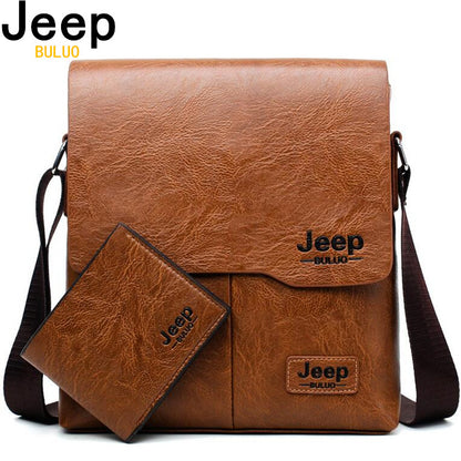 Men Tote Bags Set JEEP BULUO Famous Brand New Fashion Man Leather Messenger